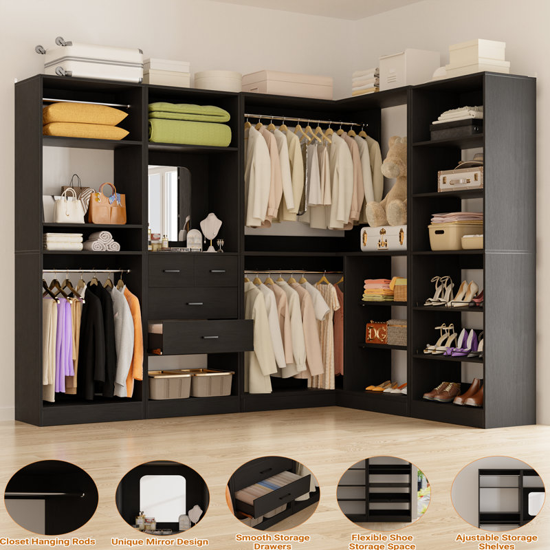 Latitude Run® Navada Freestanding Closet System with Mirror | Wayfair